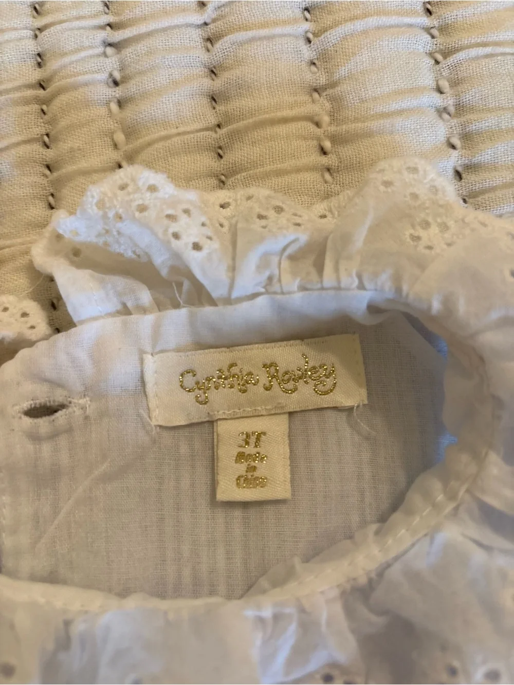 Cynthia Rowley Blue and White Striped Eyelet Collar Dress